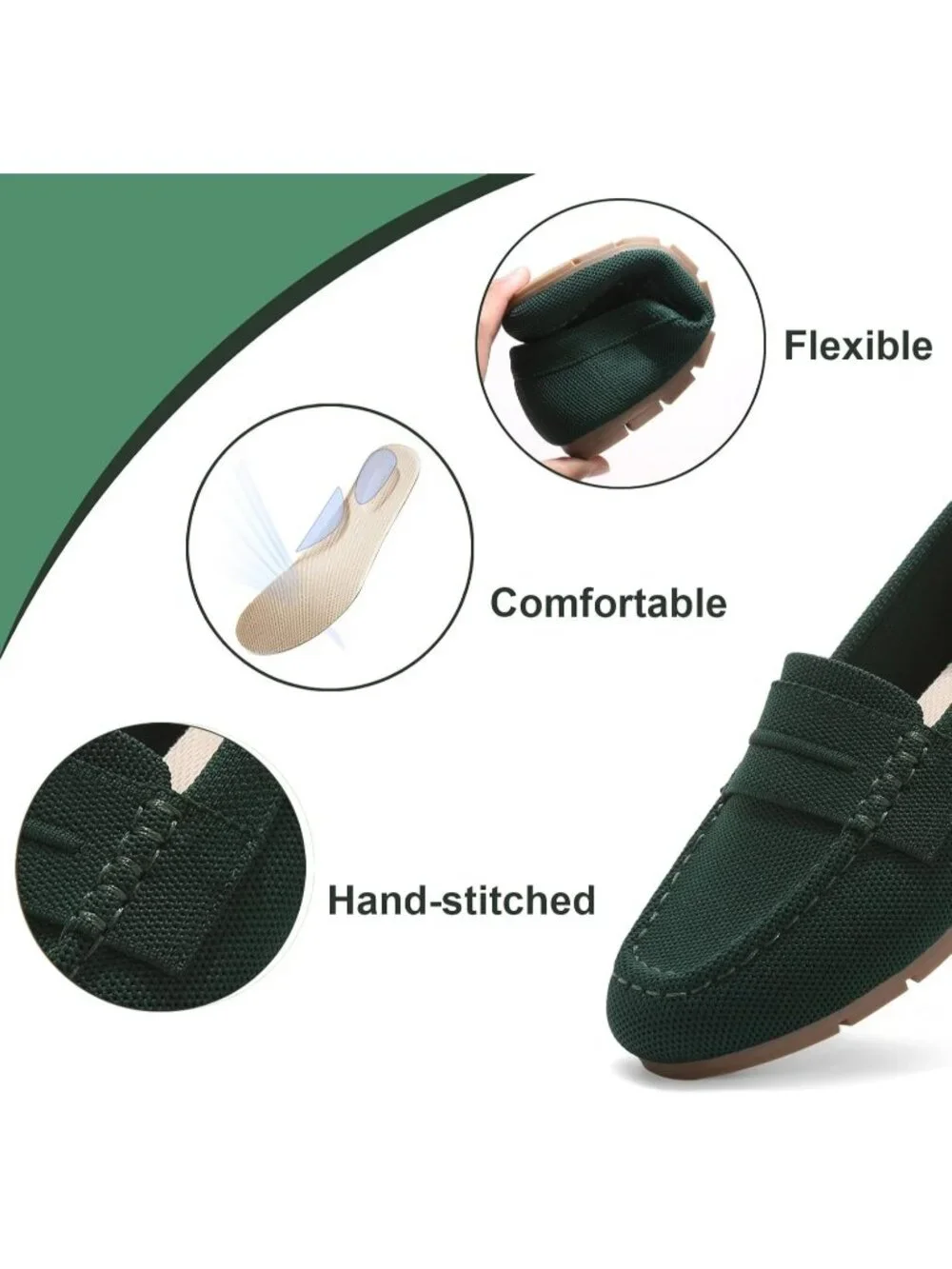 Women's Green Mesh Comfortable Slip on Dressy Casual Walking Loafer Flat Shoes